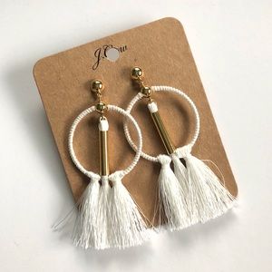 J. Crew Jewelry - J CREW TASSEL DROP HOOP EARRINGS WHITE J. Crew Jewelry - J CREW TASSEL DROP HOOP EARRINGS WHITE